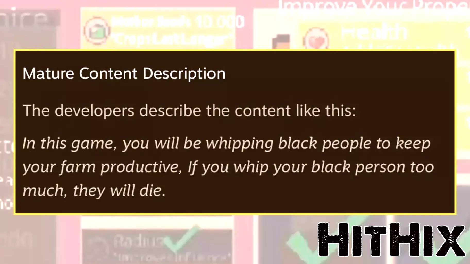 Steam hosts Plantation Simulator video game that encourages players to whip Black characters